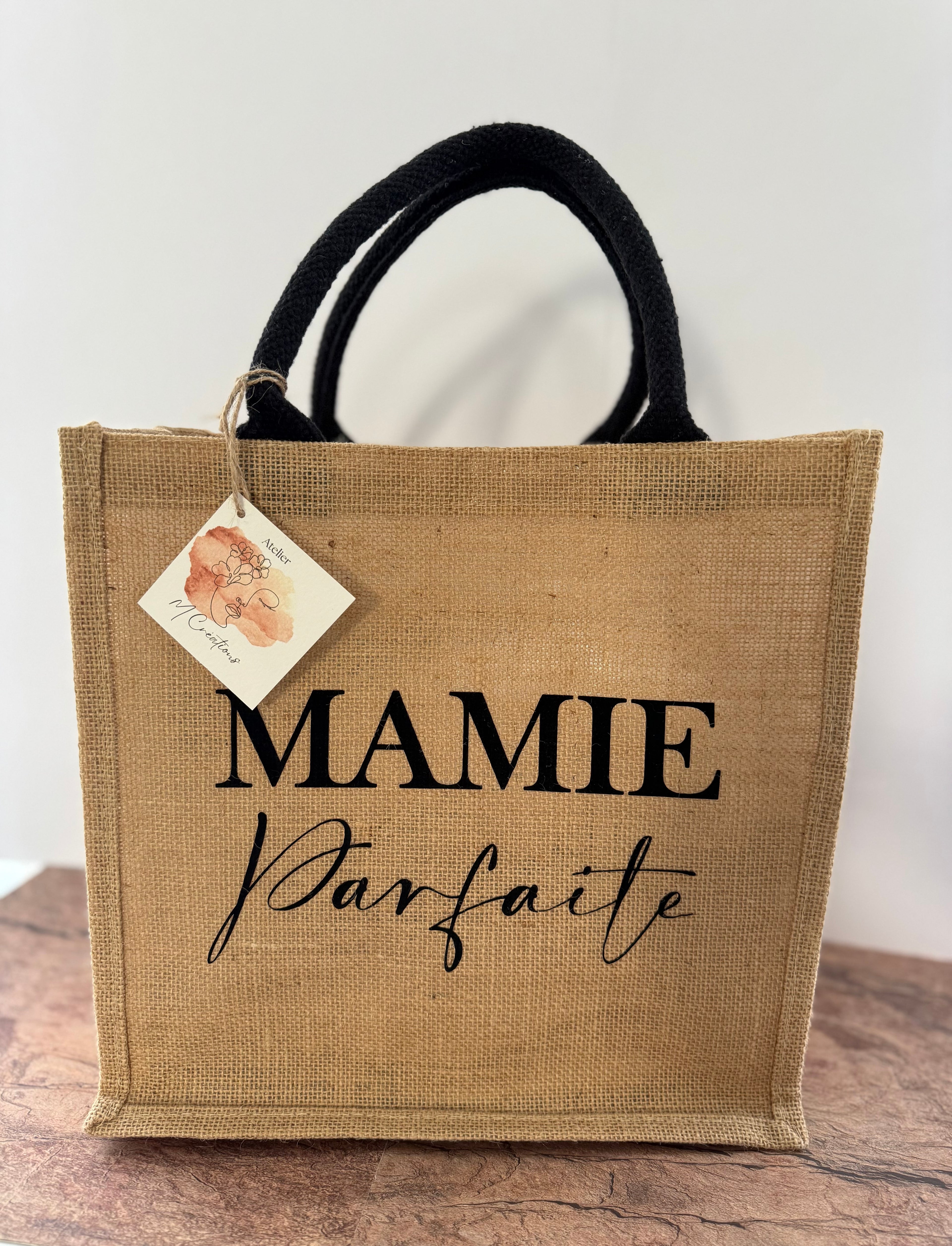 Cabas anses noires personnalisé 