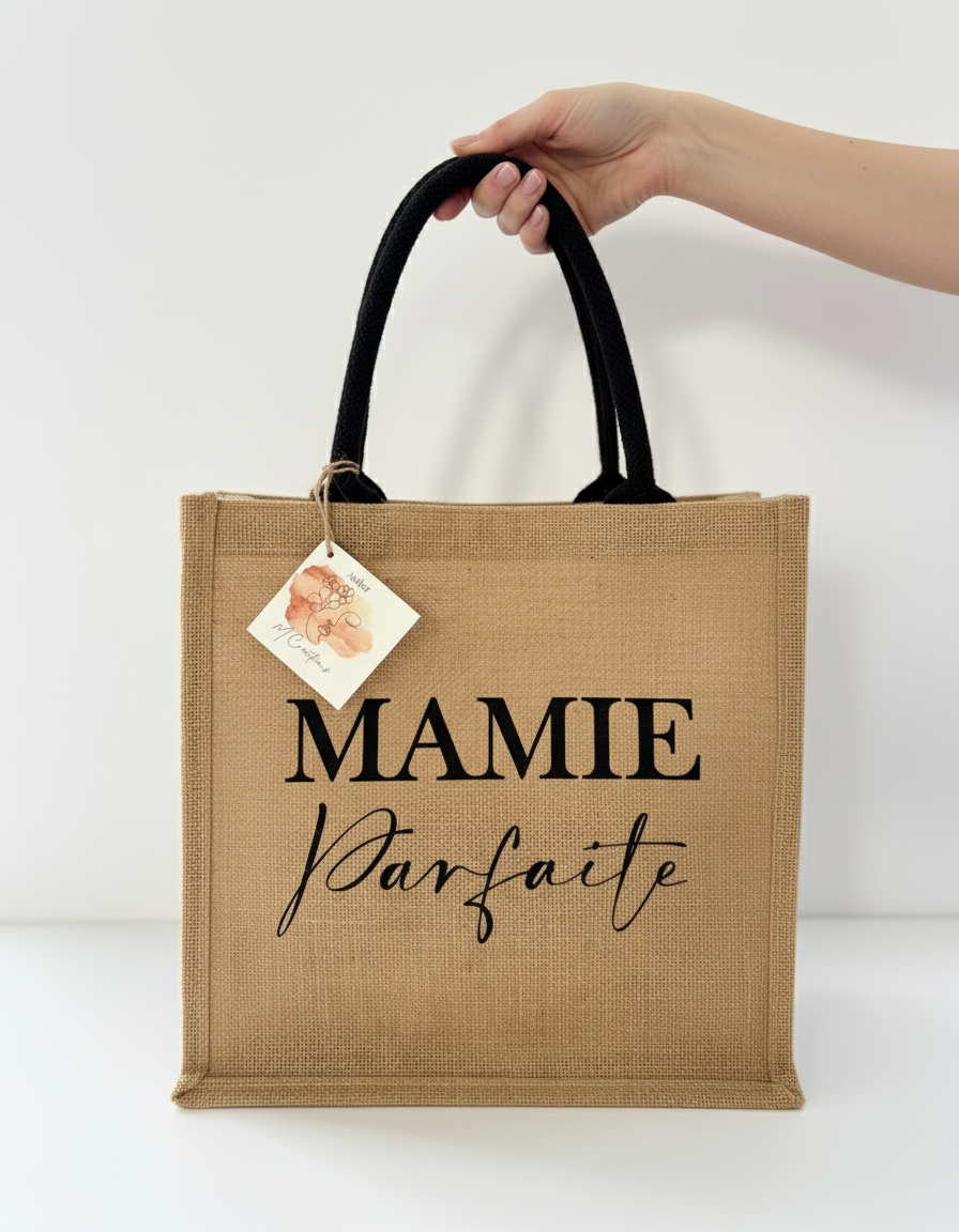 Cabas anses noires personnalisé 